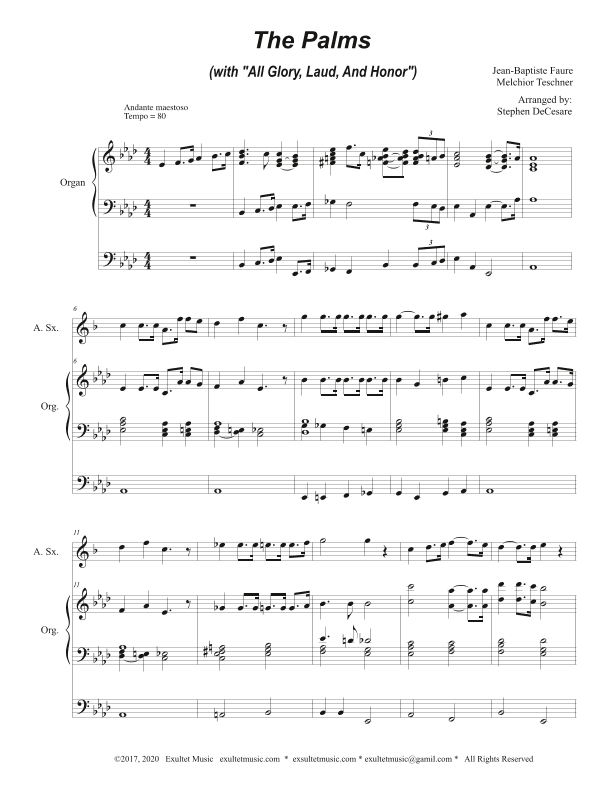 The Palms (with "All Glory, Laud, and Honor") (Alto Saxophone and Organ) (arr. Stephen DeCesare)