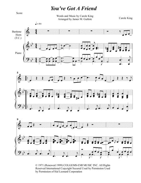 You've Got A Friend (arr. James M. Guthrie, ASCAP)