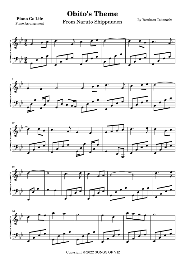 Obito's Theme (arr. Piano Go Life)