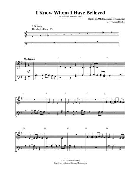 I Know Whom I Have Believed - for 2-octave handbell choir (arr. Samuel Stokes)
