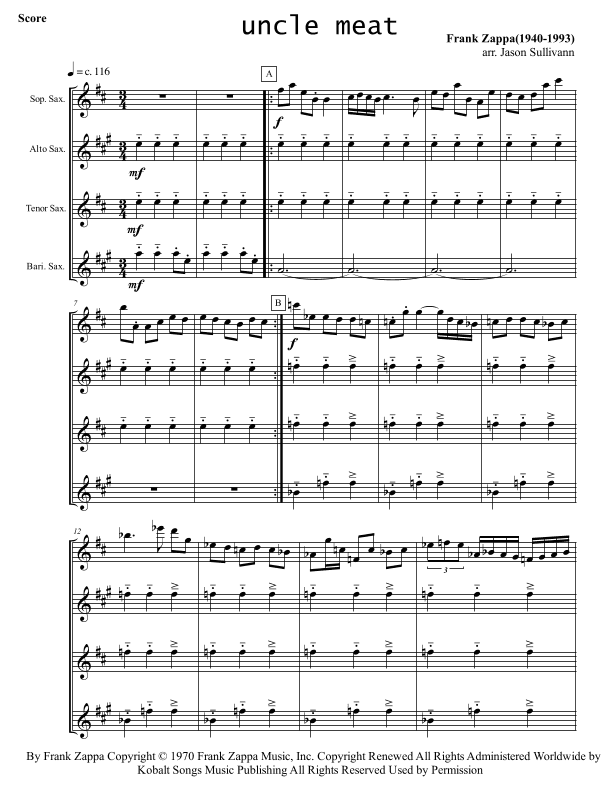Uncle Meat (arr. Jason Sullivann)