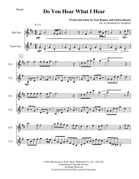 Do You Hear What I Hear (arr. Kenneth D. Friedrich)
