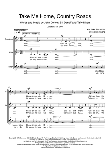 Take Me Home, Country Roads (arr. Jake Alexander)