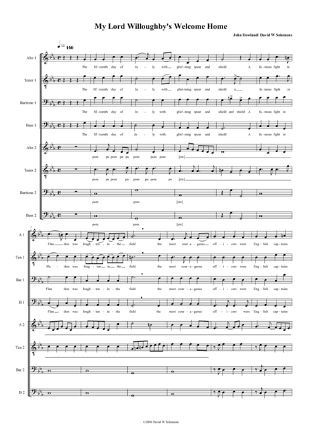 My Lord Willoughby's Welcome home (ATBarB-ATBarB version) (arr. David Warin Solomons)