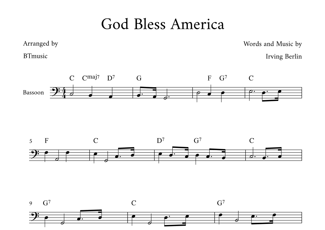 God Bless America ® (arr. BTmusic)