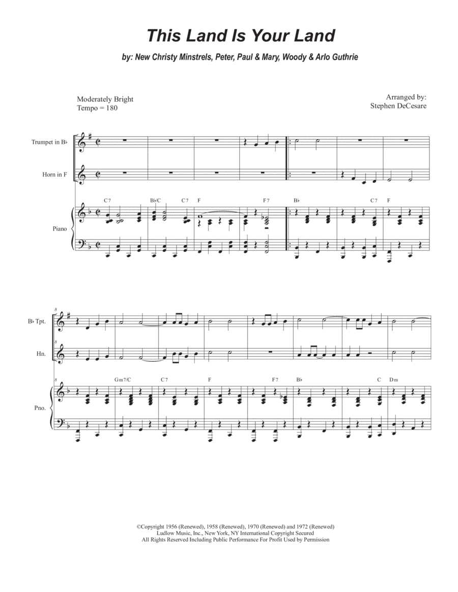 This Land Is Your Land (arr. Stephen DeCesare)
