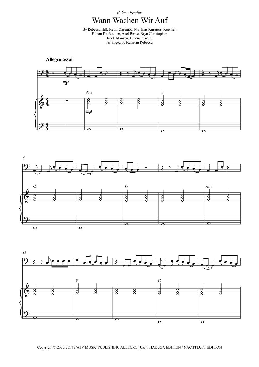 Wann Wachen Wir Auf (arr. Kaiserin Rebecca)