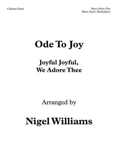 Hymn To Joy (Joyful Joyful, We Adore Thee), for Clarinet Duet (arr. Nigel Williams)