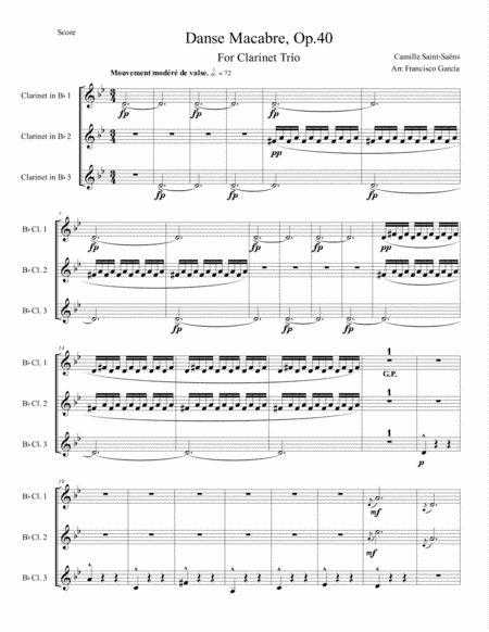 Danse Macabre - Camille Saint-Saëns / Arr. for clarinet trio (arr. Francisco Garcia)