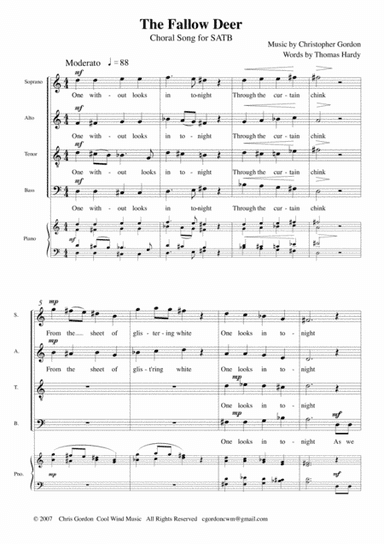 The Fallow Deer: Choral Song (SATB plus optional piano accompaniment)