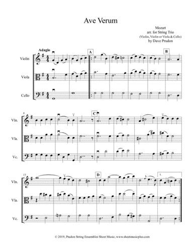 Mozart Ave Verum for String Trio (arr. Dave Prudon)