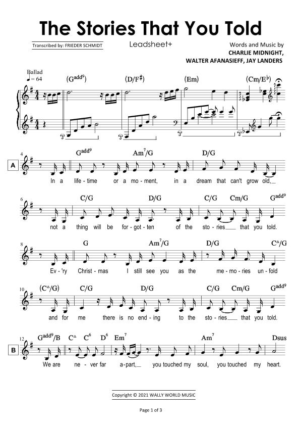 The Stories That You Told (arr. Frieder Schmidt)