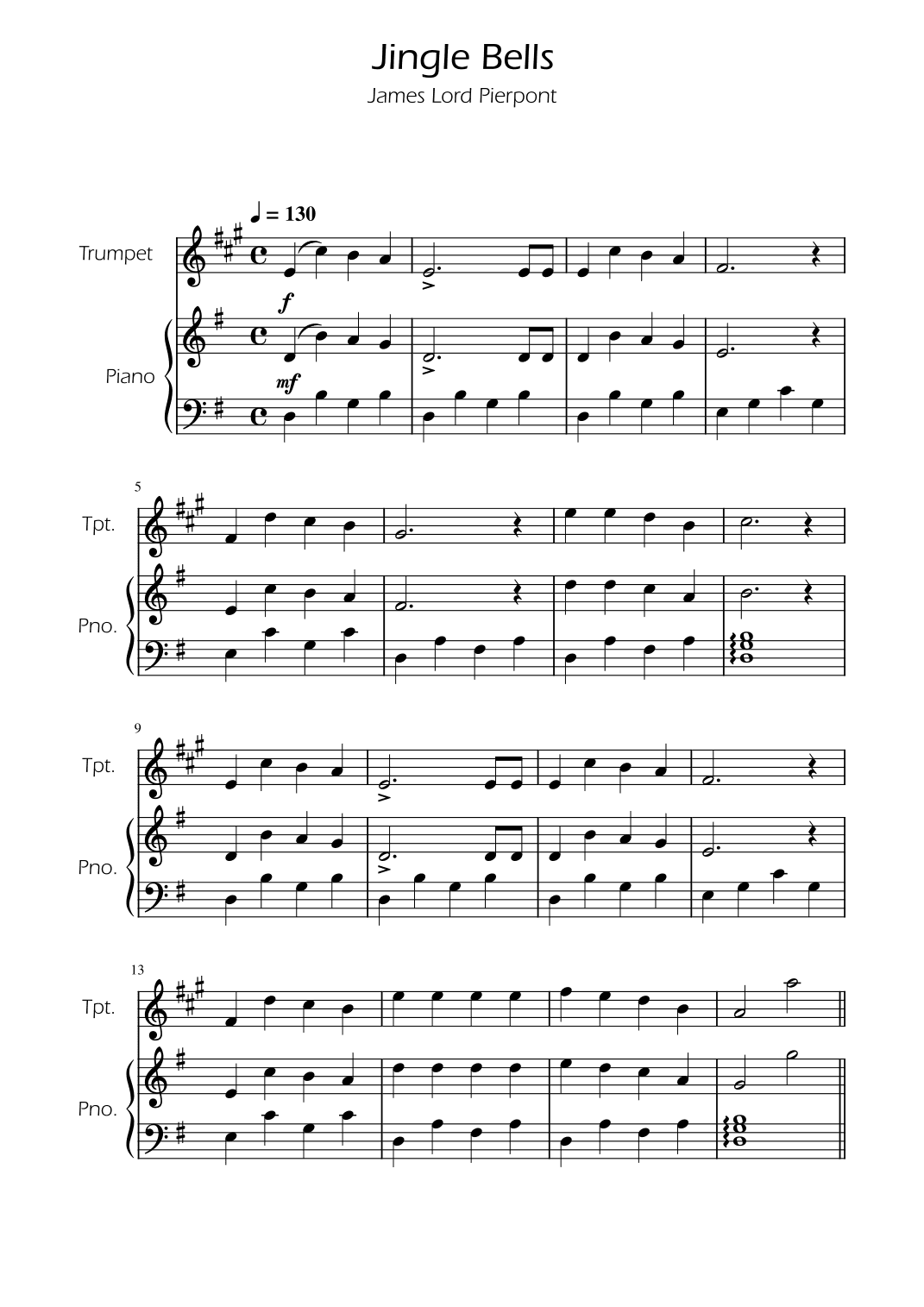 Jingle Bells - Trumpet Solo w/ Piano (arr. Ygor Nunes)