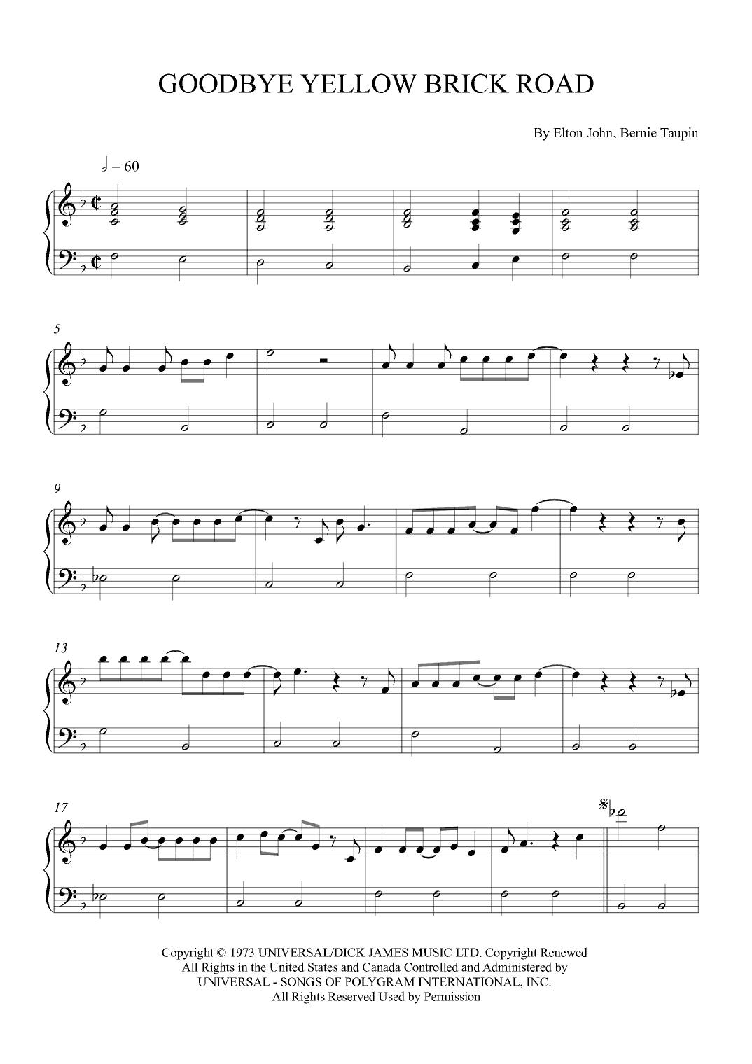 Goodbye Yellow Brick Road (arr. Alex Nunes Rodrigues)