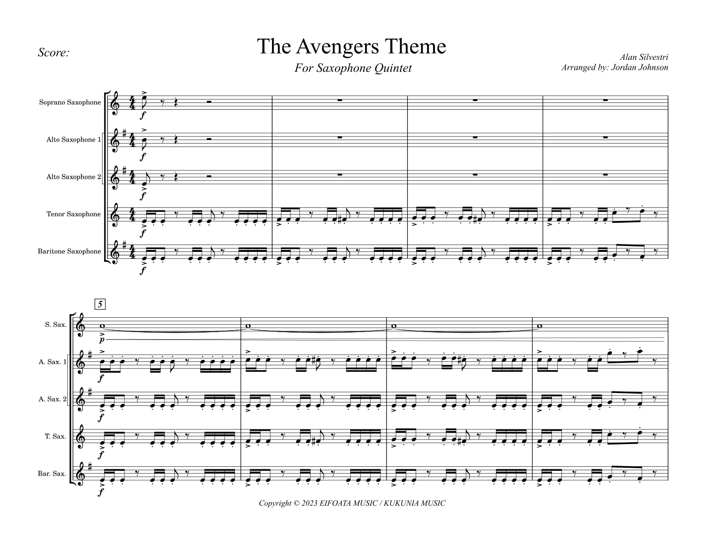 Avenger Theme (arr. Jordan Johnson)