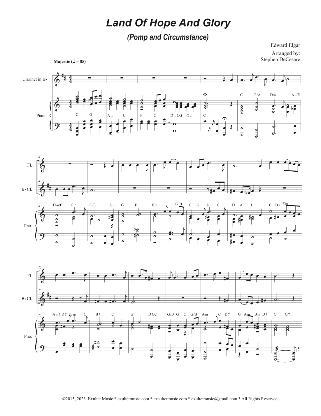Land Of Hope And Glory (Pomp and Circumstance) (Duet for Flute and Bb-Clarinet) (arr. Stephen DeCesare)