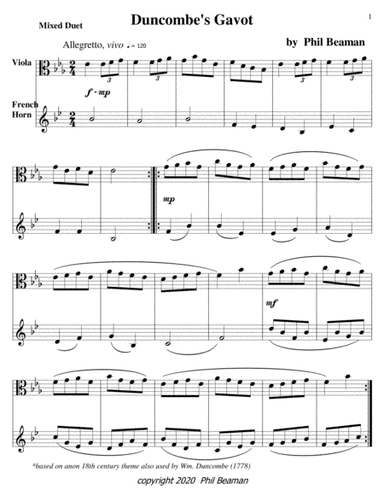 Duncombe's Gavot-mixed Duet 11-viola/french horn