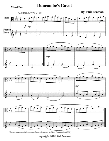 Duncombe's Gavot-mixed Duet 11-viola/french horn