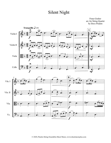Silent Night for String Quartet (arr. Dave Prudon)