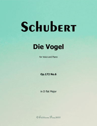 Die Vogel, by Schubert, in D flat Major (arr. Editions Dao)