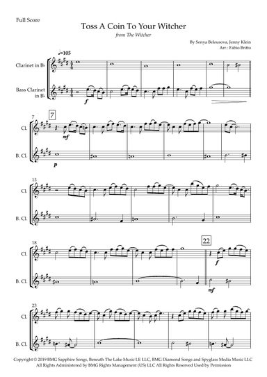 Toss A Coin To Your Witcher (arr. Fabio Britto)