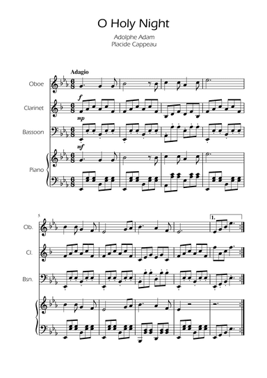 O Holy Night - Woodwind Trio w/ Piano (arr. Ygor Nunes)