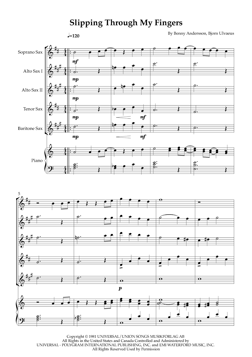 Slipping Through My Fingers (arr. Karen Gueiros)