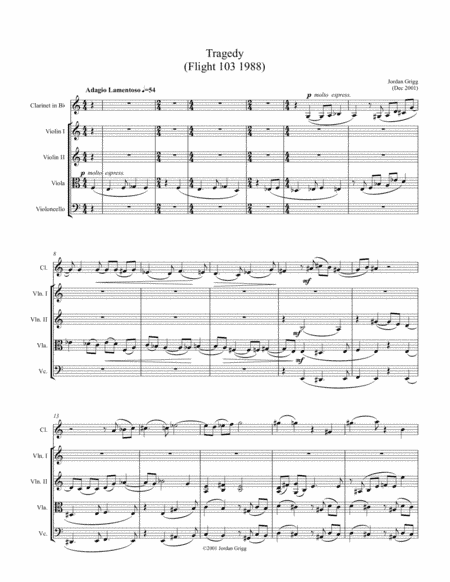 Tragedy (arranged for String Quartet and Clarinet)