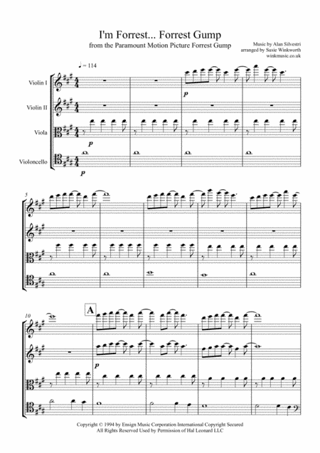 I'm Forrest... Forrest Gump  from the Paramount Motion Picture FORREST GUMP (arr. Susie Winkworth winkmusic.co.uk)
