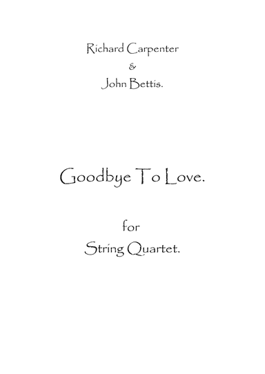 Goodbye To Love (arr. Spence Bundy)