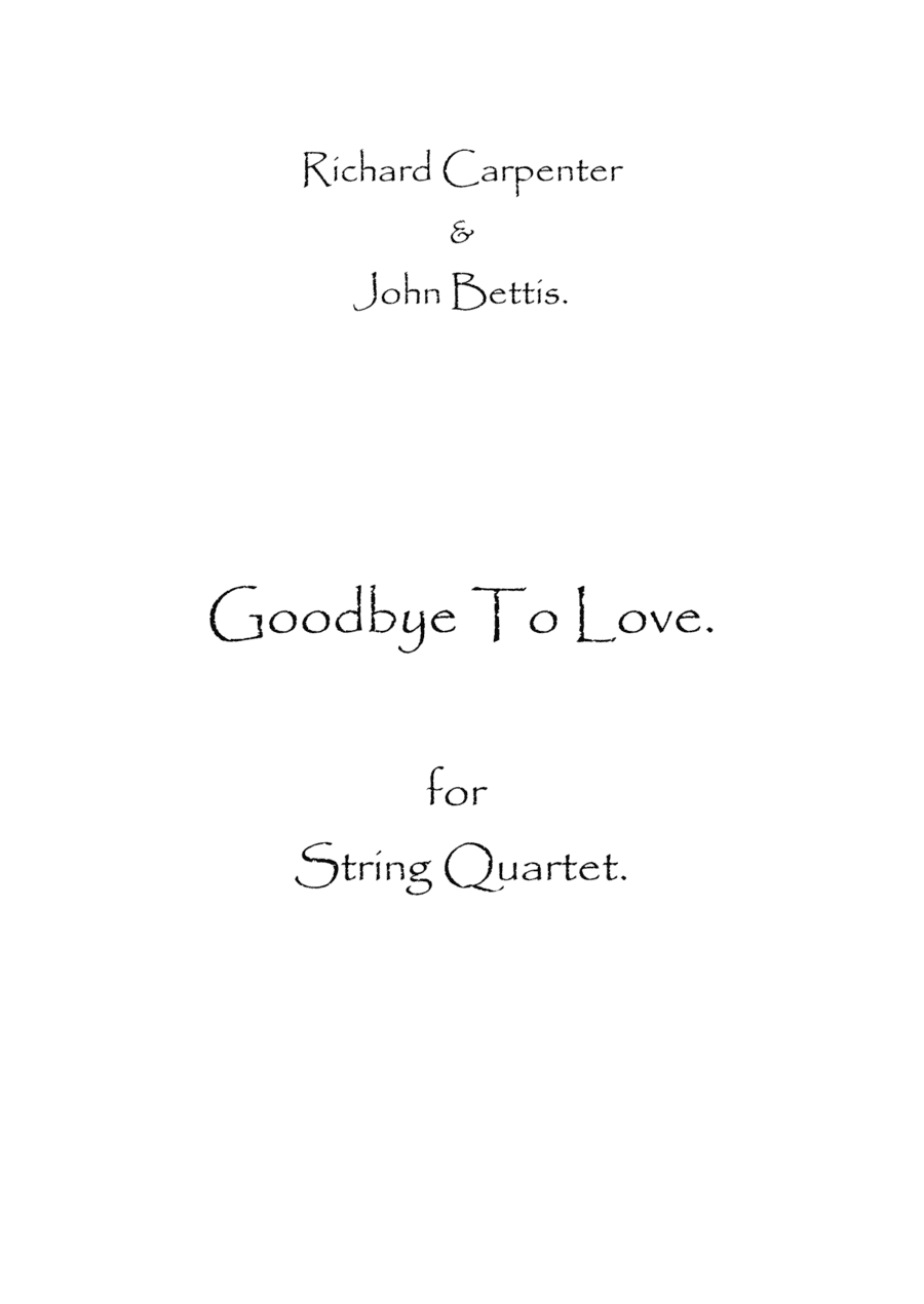 Goodbye To Love (arr. Spence Bundy)