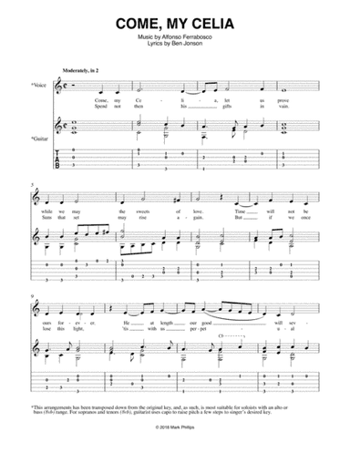 Come, My Celia (arr. Mark Phillips)