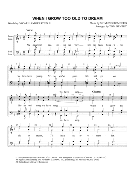 When I Grow Too Old To Dream (arr. Tom Gentry)