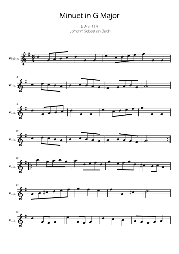 Bach Minuet in G major for Violin (arr. Ygor Nunes)