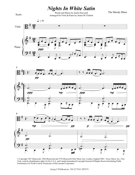 Nights In White Satin (arr. James M. Guthrie, ASCAP)