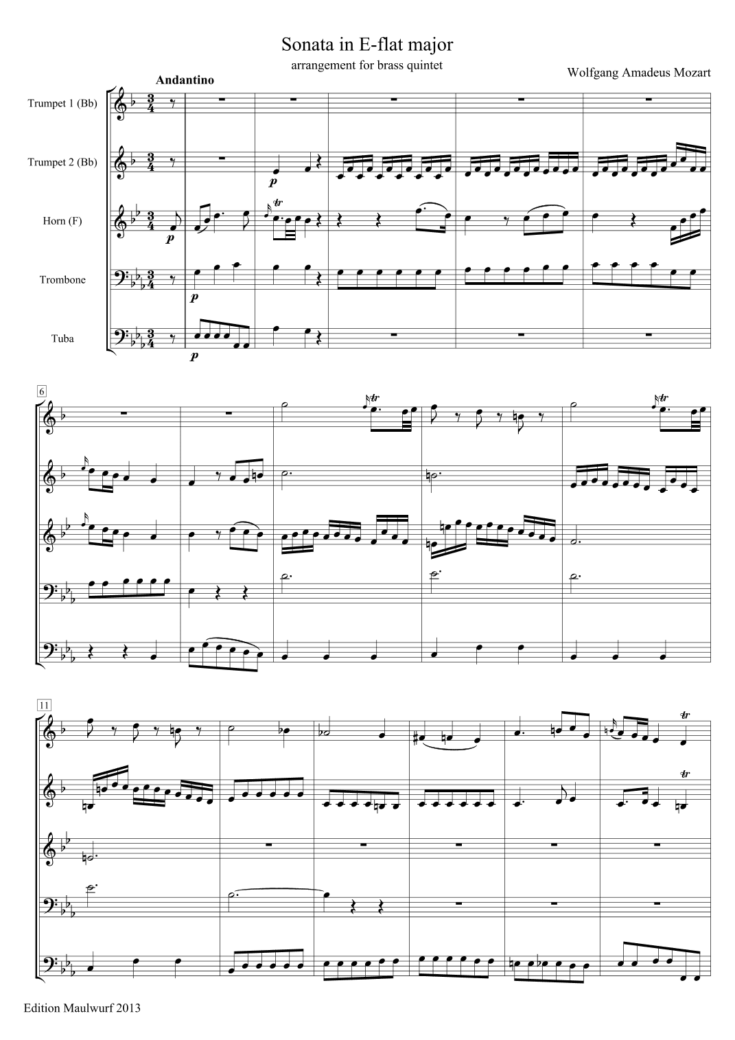 Mozart Sonata in E-flat major (arr. Edition Maulwurf)