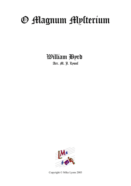 O Magnum Mysterium - William Byrd (Brass quartet) (arr. Mike Lyons)