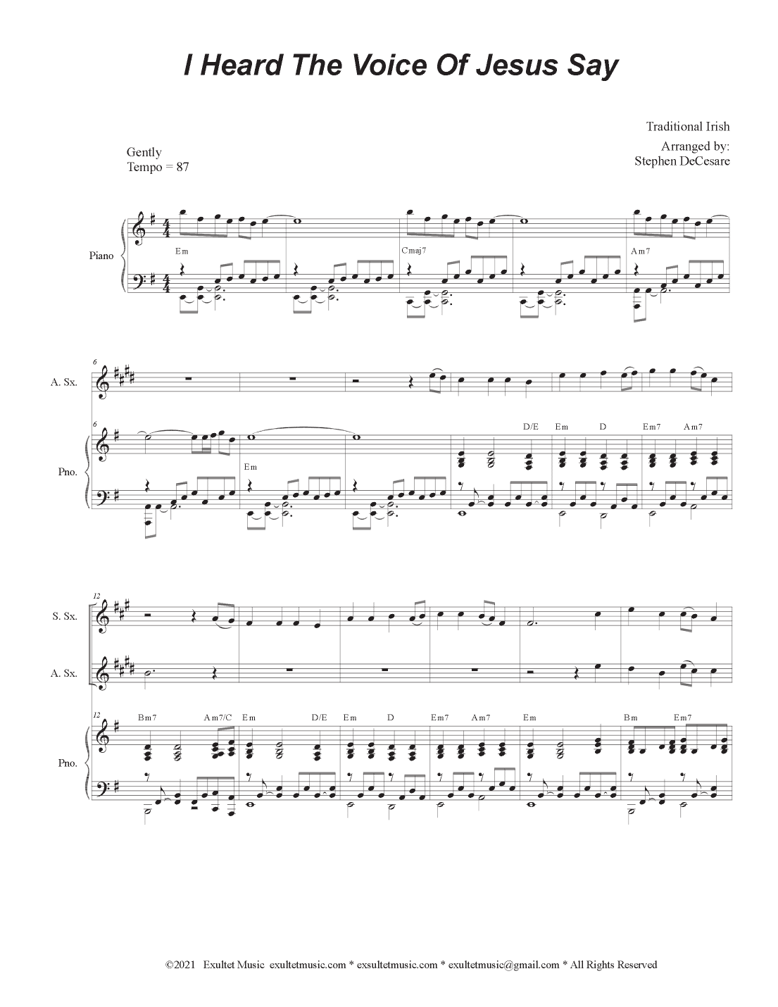 I Heard The Voice Of Jesus Say (Duet for Soprano and Alto Saxophone) (arr. Stephen DeCesare)