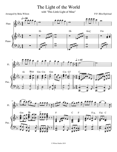 The Light of the World is Jesus/This Little Light of Mine--flute solo (arr. Beka Wilson)