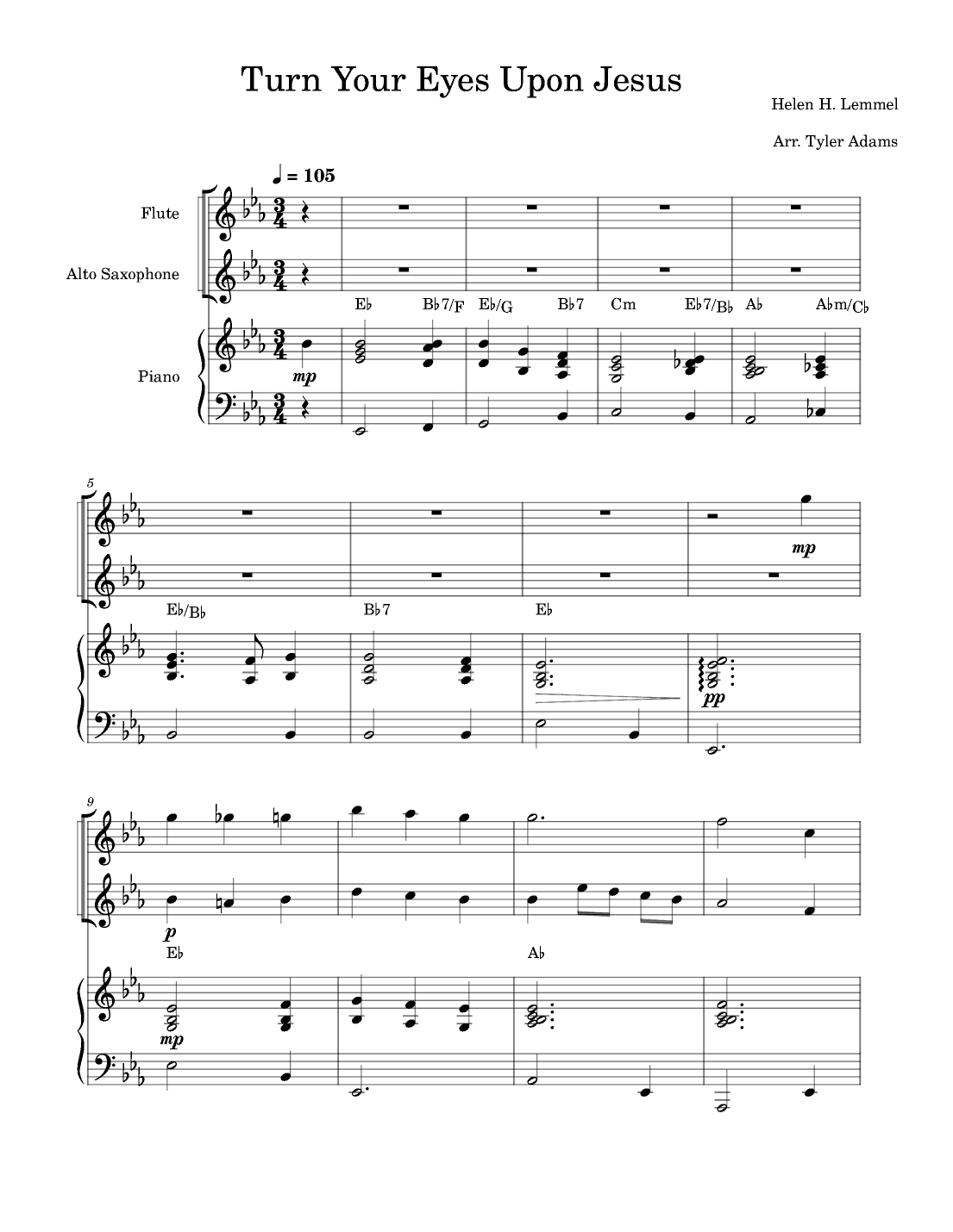 Turn Your Eyes Upon Jesus (Flute and Alto Sax Duet with Piano) (arr. Tyler Adams)