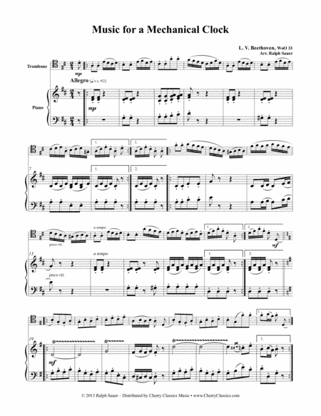 Music for a Mechanical Clock for Trombone & Piano (arr. Ralph Sauer)