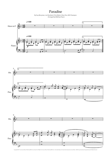 Paradise (arr. Matthew pyeon)