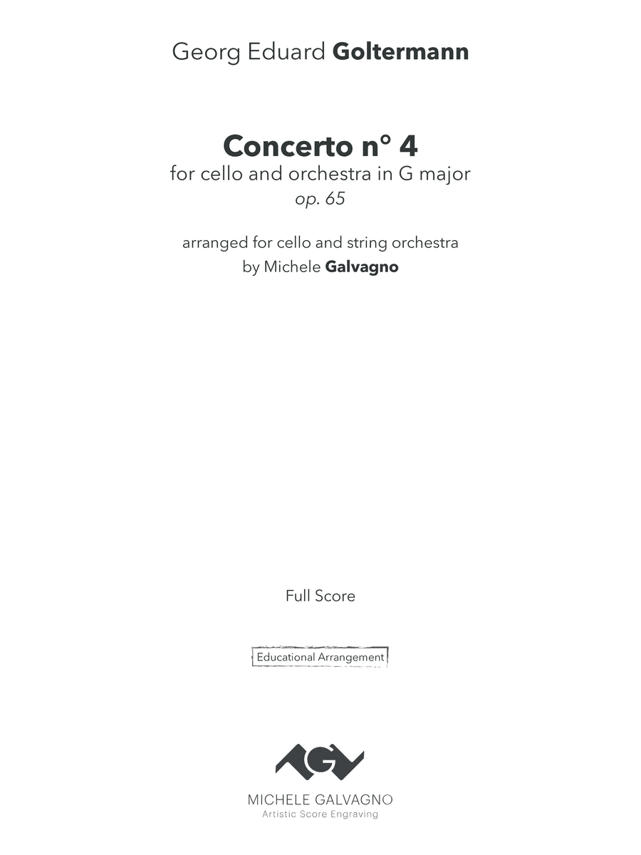 Cello Concerto n° 4, op. 65 in G major - arr. for cello & string orchestra (score) - Score Only (arr. Michele Galvagno)