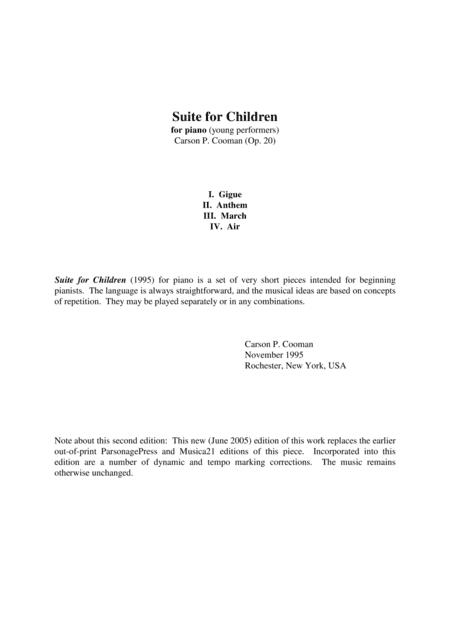 Carson Cooman: Suite for Children (1995)