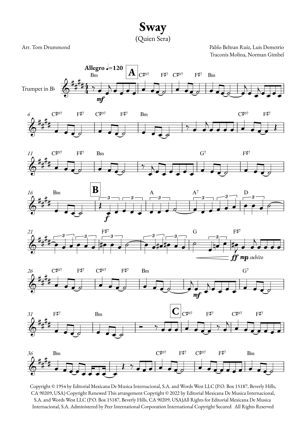Sway (quien Sera) (arr. Tom Drummond)