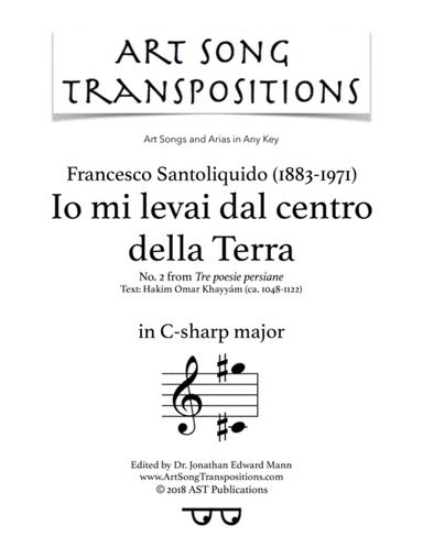 SANTOLIQUIDO: Io mi levai dal centro della Terra (transposed to C-sharp major) (arr. ArtSongTranspositions.com)