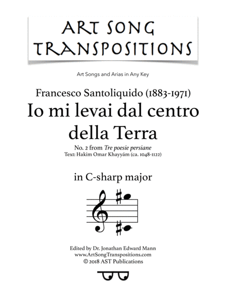 SANTOLIQUIDO: Io mi levai dal centro della Terra (transposed to C-sharp major) (arr. ArtSongTranspositions.com)