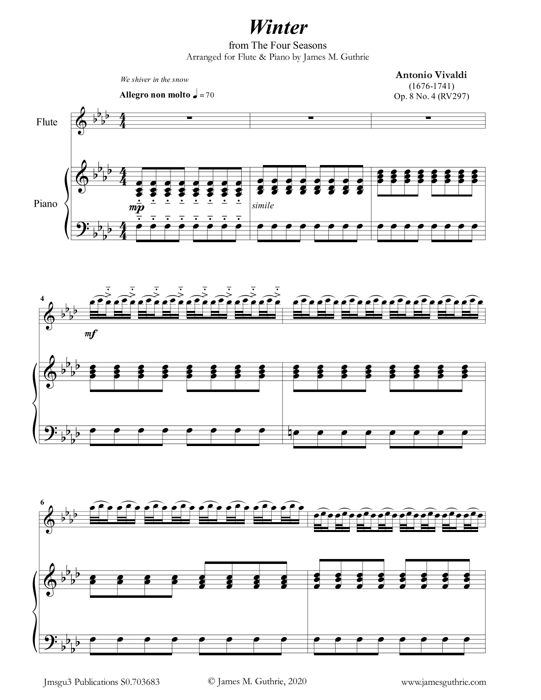 Vivaldi: Winter from the Four Seasons for Flute & Piano (arr. James M. Guthrie, ASCAP)
