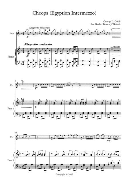 Cheops (Egyptian Intermezzo) for Flute and piano (arr. Rachel Brown, JCBmusic)