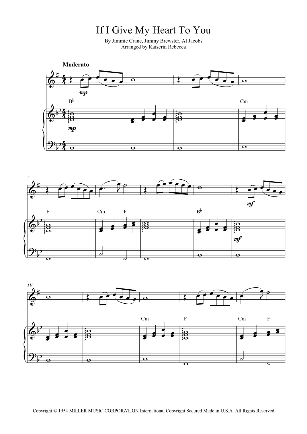 If I Give My Heart To You (arr. Kaiserin Rebecca)
